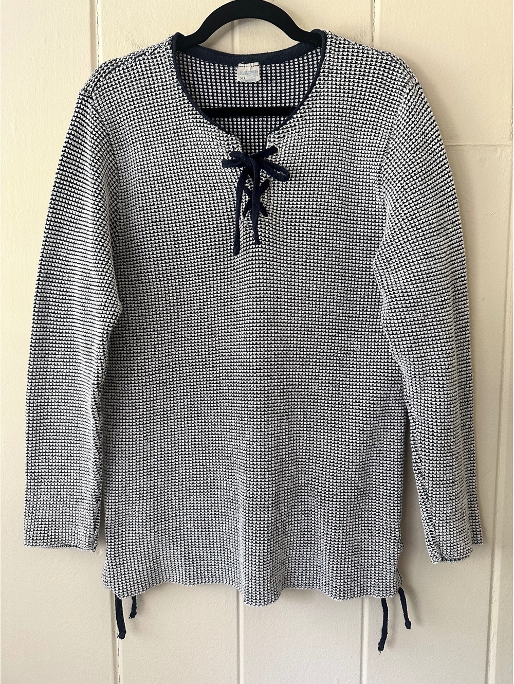 Vintage 90s Olympic Grigoroulos Gregory Cotton Knit Sweater Navy and White Sz XL
